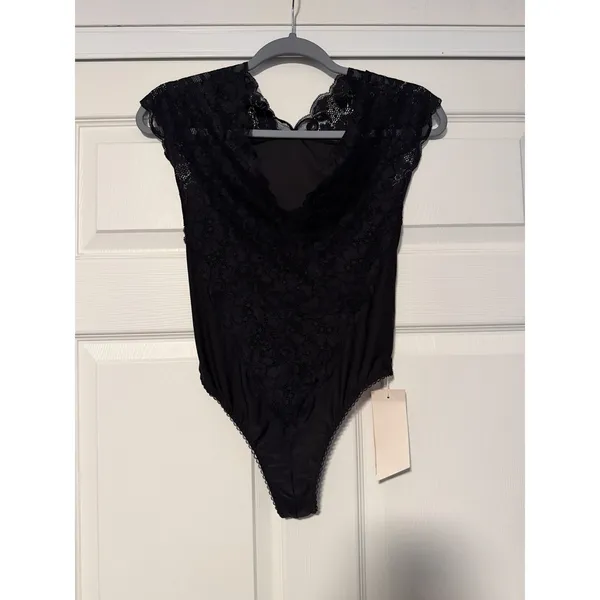 HAH Hot as Hell Black Bodysuit Lace Lingerie Fairy Coquette Ethereal Festival‎ - Image 2