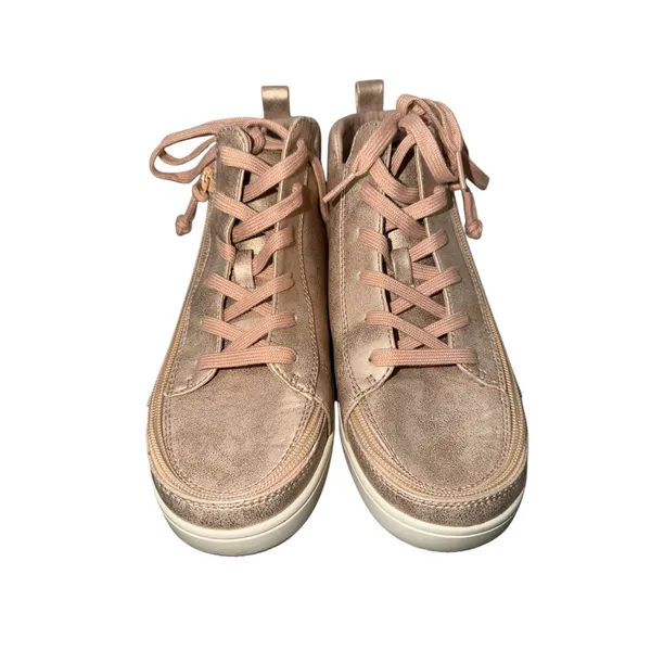 Billy Footwear Rose Gold Metallic Sneaker Lace Mid Top Wide Adaptive Shoes 8W - Image 3