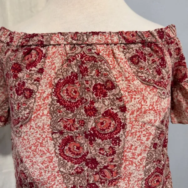 Madewell 100% Silk Floral Off Shoulder Top‎ Size S Cropped Bohemian Blouse - Image 2