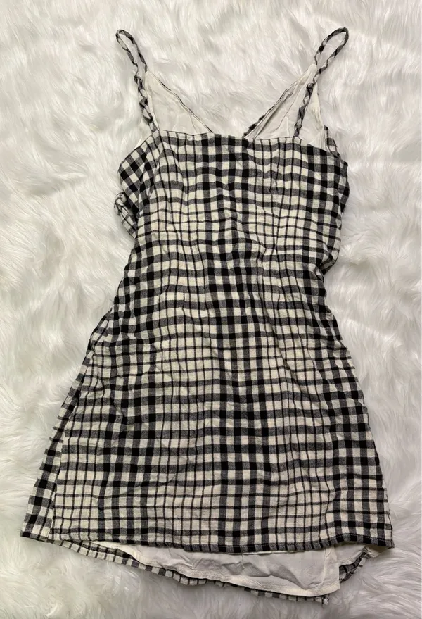 Free People nodia gingham check wrap mini dress size 6 - Image 5