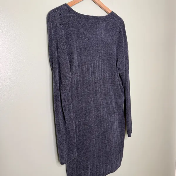 Barefoot Dreams CozyChic Ultra Lite Ribbed Cardigan Sweater Navy Blue Size Small - Image 5