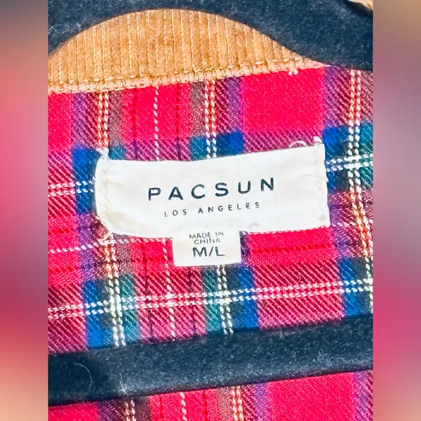 Pacsun Corduroy Cropped Jacket Flannel Lining, Button-Up, Tan, Sz M-L - Image 4
