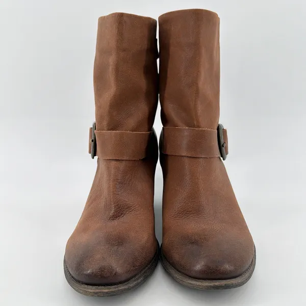 BCBGeneration Toni Ankle Boots Brown Leather Buckle Moto Booties Womens 9M EUC - Image 3