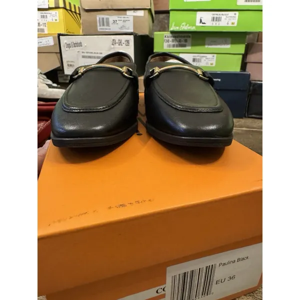 Miz Mooz Leather Loafers Paulina Size 5.5‎ Black Equestrian Gold - Image 7