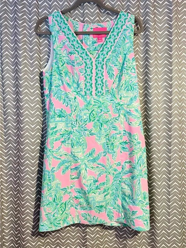 Lilly Pulitzer | Vivian Shift Dress "Mandevilla Baby Pink Sand Paradise", Sz 8 - Image 3