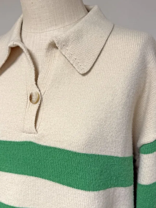Hyfve Striped Polo Collar Knit Sweater - Image 5