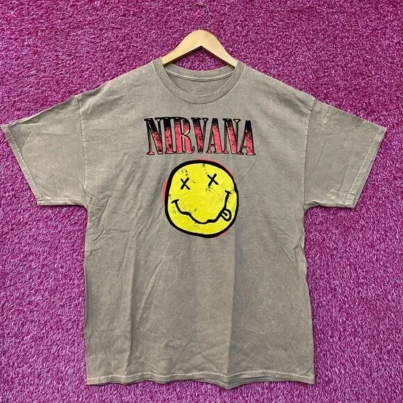 Nirvana Nevermind Tour Smiley Promo Art Grunge Tee XL - Image 3