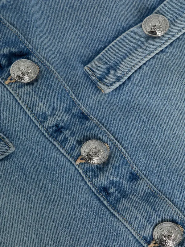 L’AGENCE The Kris Button Front Mini Skirt in Fontana Light Blue Size 25 NWT - Image 3