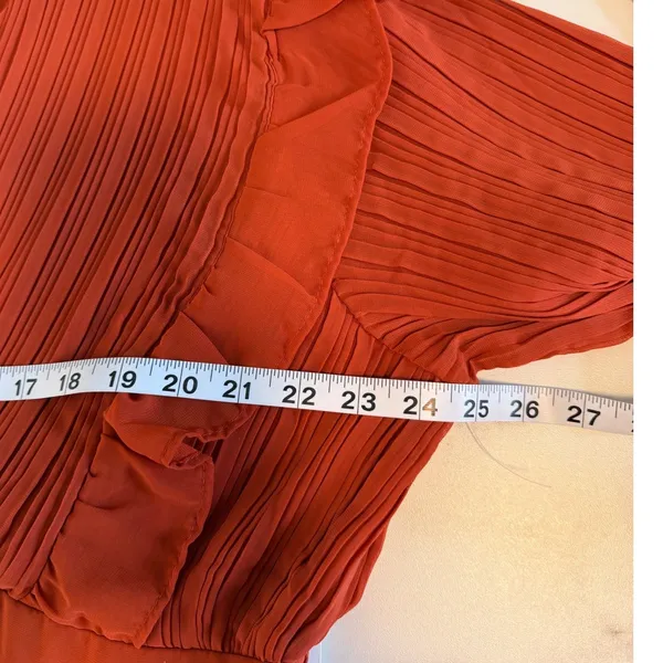 Girl Soul Rust‎ Orange Pleated Ruffle V Neck Long Sleeve Maxi Dress Plus Size 3X - Image 8