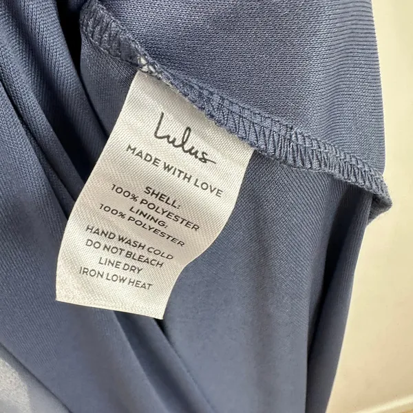 Lulus In Love Forever Granite Blue Lace Up High Low Maxi Dress Ruffle Medium NWT - Image 12