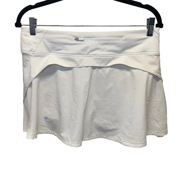 Lululemon Pace Rival Skirt Tall White Tennis Running Skort Sz 8 Pleated Back Zip - Image 4