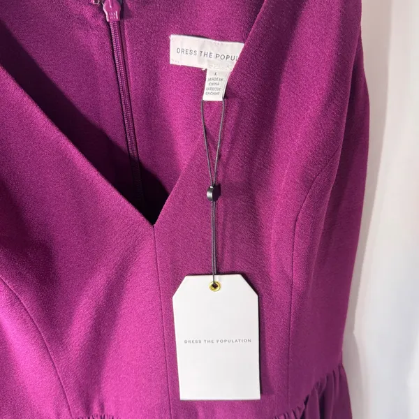 Dress The Population‎ Alicia Dark Magenta Sleeveless Fit & Flare Midi Dress - Lg - Image 6