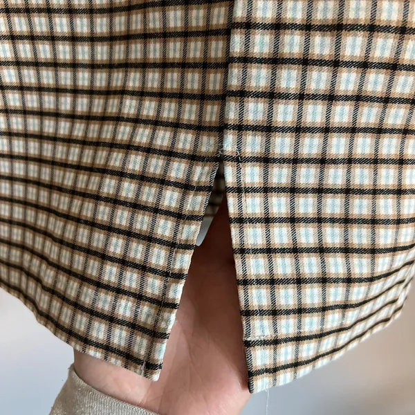 Have Brown Blue and Black Plaid Pencil Skirt Size Large Fall Preppy - Image 2