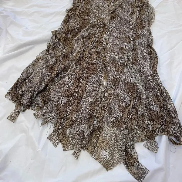 Snake Skin Animal Print Leopard Print Asymmetrical Midi Mini Dress - Image 3
