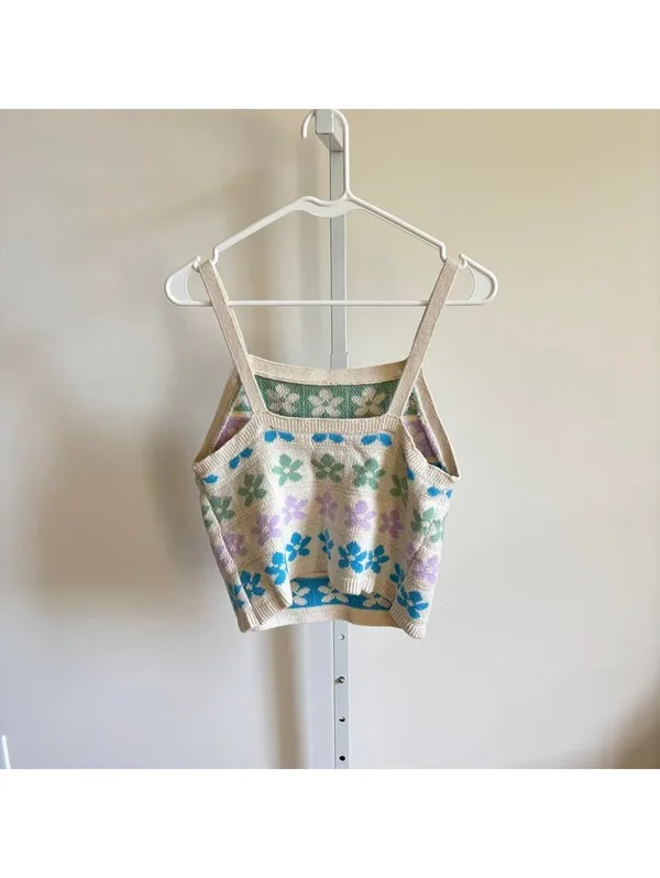 American Eagle NWOT Women's Floral Crochet Sweater Tank Size XL - Image 3