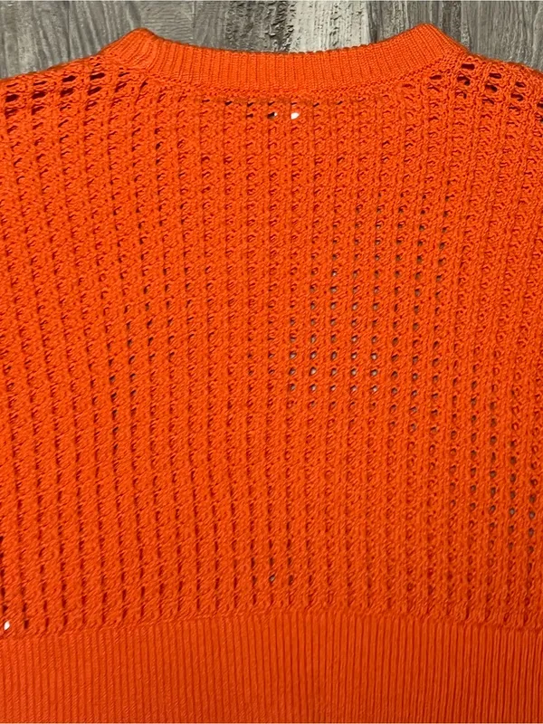 Old Navy Orange Open Stitch Cropped Sweater XS Fall Halloween Cotton - Image 5
