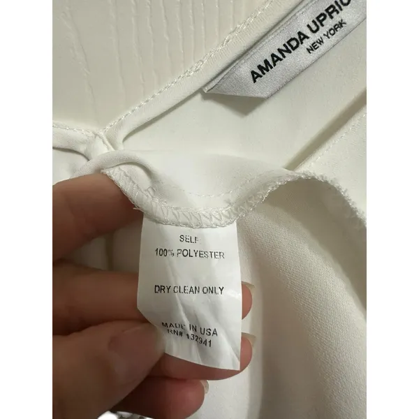 Amanda‎ Uprichard women's white tie v neck blouse size Medium - Image 4