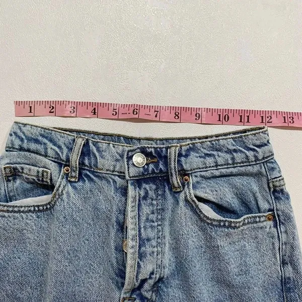 PacSun High Rise Straight Leg Jeans Size 23 Light Wash Raw Hem - Image 6