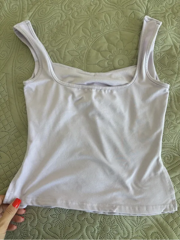 Women's Square Neck Tank Top in Light Lavender S Purple - Image 2