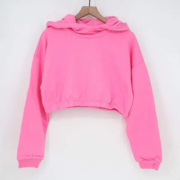 Naked Wardrobe Pink Cropped Elastic Hem Hoodie Sweatshirt XL - Image 2