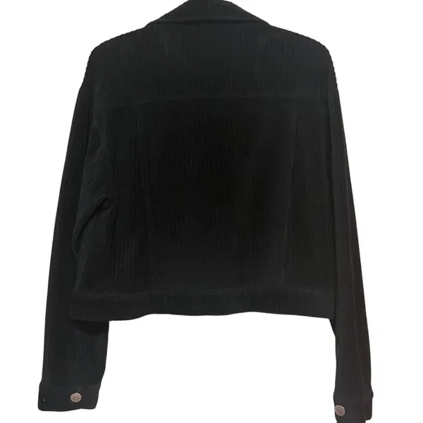Molly Green Women's Black Wide Corduroy Cropped Jacket Size M - Image 3