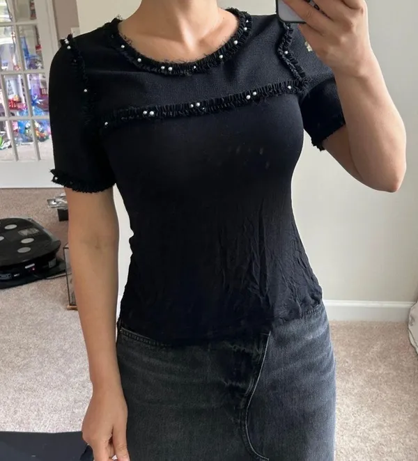 Zara faux pearl stud top. Xs - Image 2