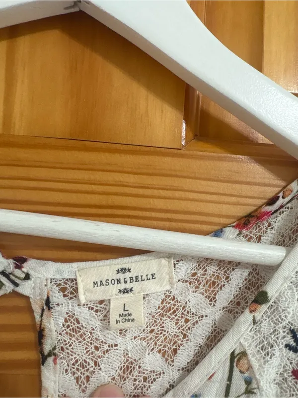 Nordstrom Mason Belle Size Large White Floral Tank Top - Image 5