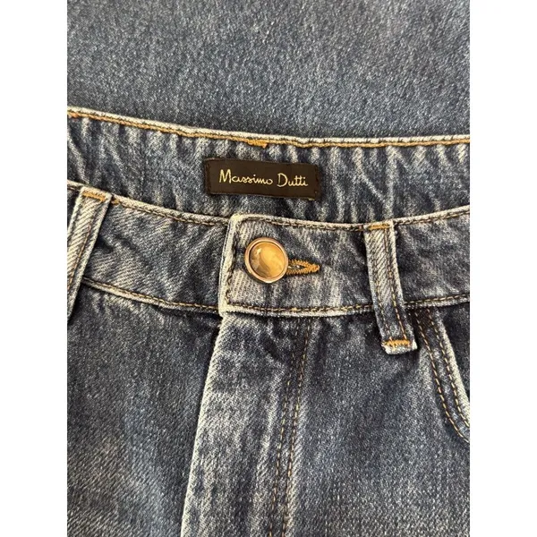 Massimo Dutti Womens Jeans Blue Denim Relaxed Fit Tapered High Rise Y2K Size 6 - Image 3
