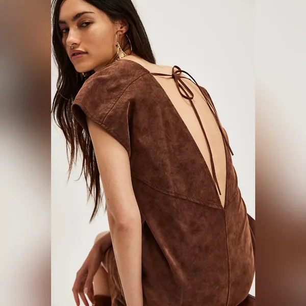 NWT Free People Sawyer Mini Dress Color: Chicory Coffee Size XS - Image 2