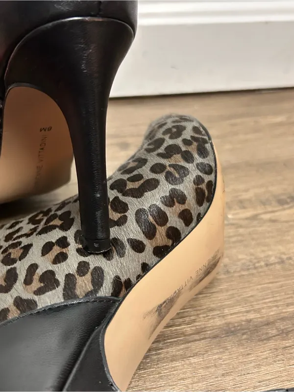 Adrienne Vittadini| Real Calf Fur Leopard Print Pointed Ankle Bootie sz 8 - Image 8