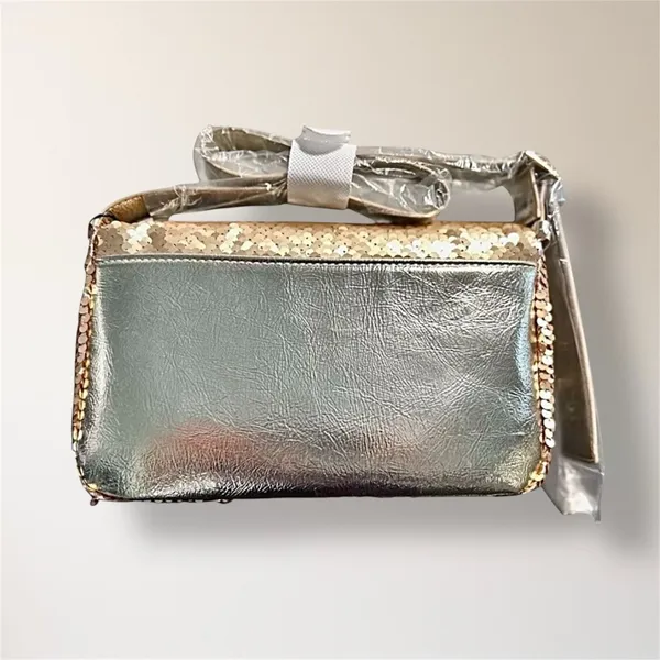 New Nicole‎ Miller Gold Sequin Shoulder Bag Clutch Evening Purse Holiday Party - Image 5