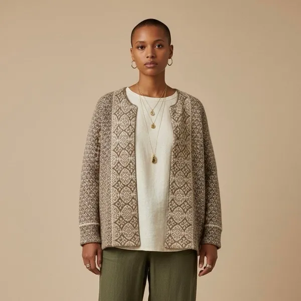 Vintage Talbots Lambswool Fair Isle Sweater Jacket Petite LNordic Folk - Image 2