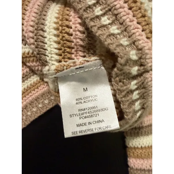 Pink Rose Oat Stripe Cropped Knit Sweater Square‎ Neck PF4S26893DG NWT Medium - Image 5
