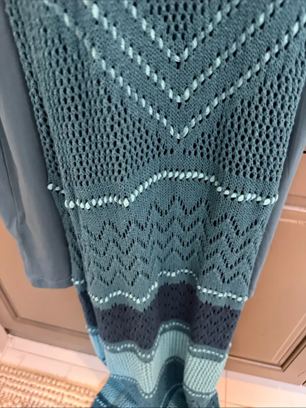Tommy Bahama Teal blue maxi dress with silk sheath underneath. - Image 4