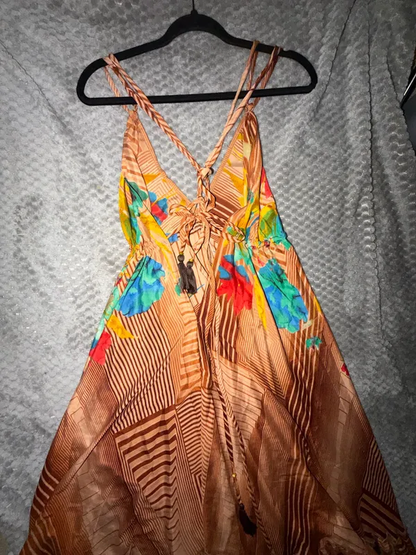 Indian Silk Bohemian Halter Maxi Dress - Image 7