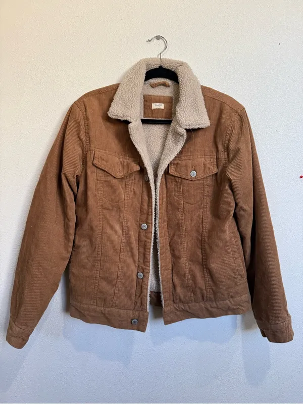 John Galt Corduroy Sherpa Trucker Jacket Western Y2K Brown NWOT - Image 2