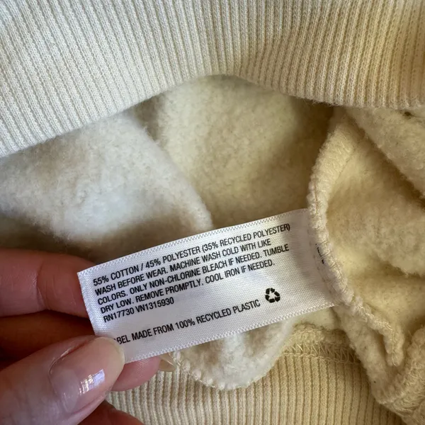 Cream Cropped Cotton Crewneck Sweatshirt Size Medium - Image 6