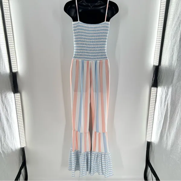 Striped Pink and Blue Jumpsuit Size M - Image 8