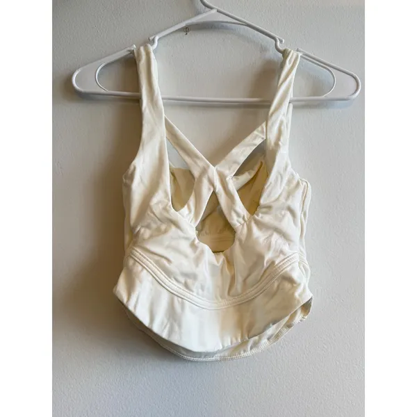 FP Movement Womens XS Cream Square Neck Crisscross Back Cropped Athletic Tank‎ - Image 4