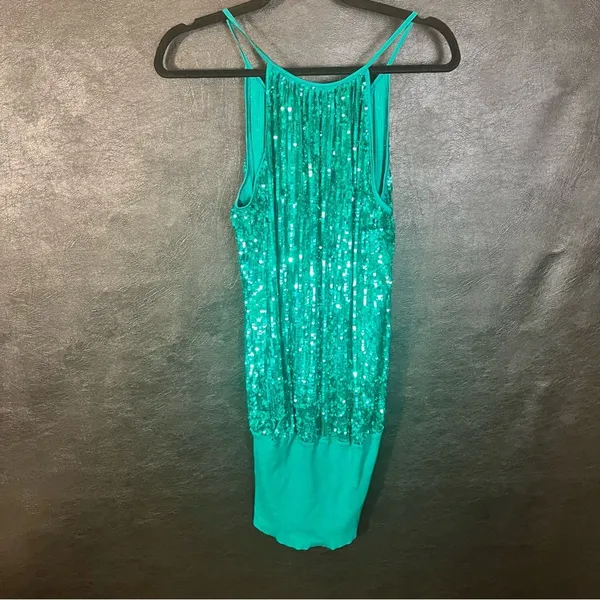 Bebe Teal‎ Sequin Mini Dress Size Medium - Image 2
