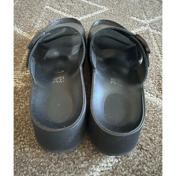 Papillio Birkenstocks Almina Black Leather Wedge Sandals Contoured Footbed 7 38 - Image 7