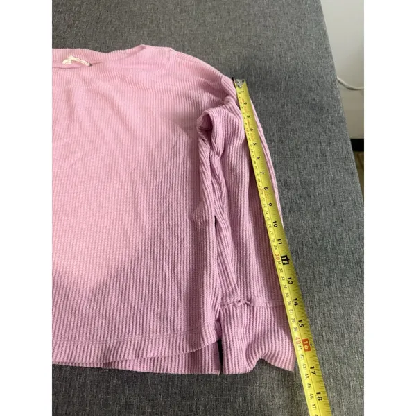 Anthropologie Daily Practice Waffle Knit Slightly Cropped Pink Long Sleeve Sz S - Image 4