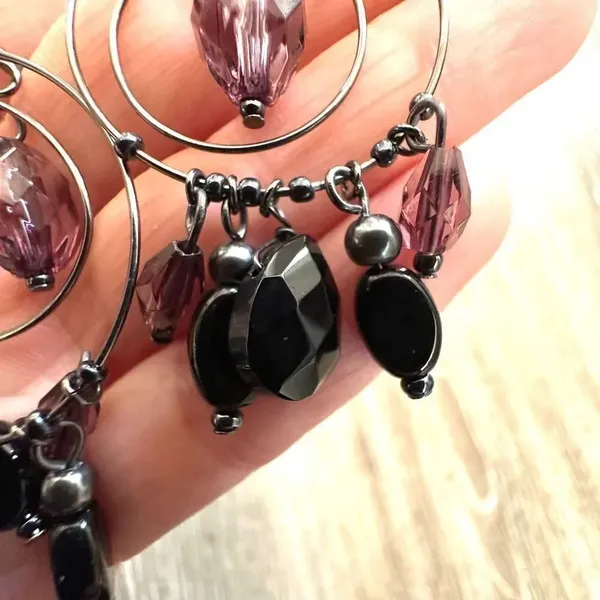 Chico’s Additions black and purple circle beaded earrings - Image 10