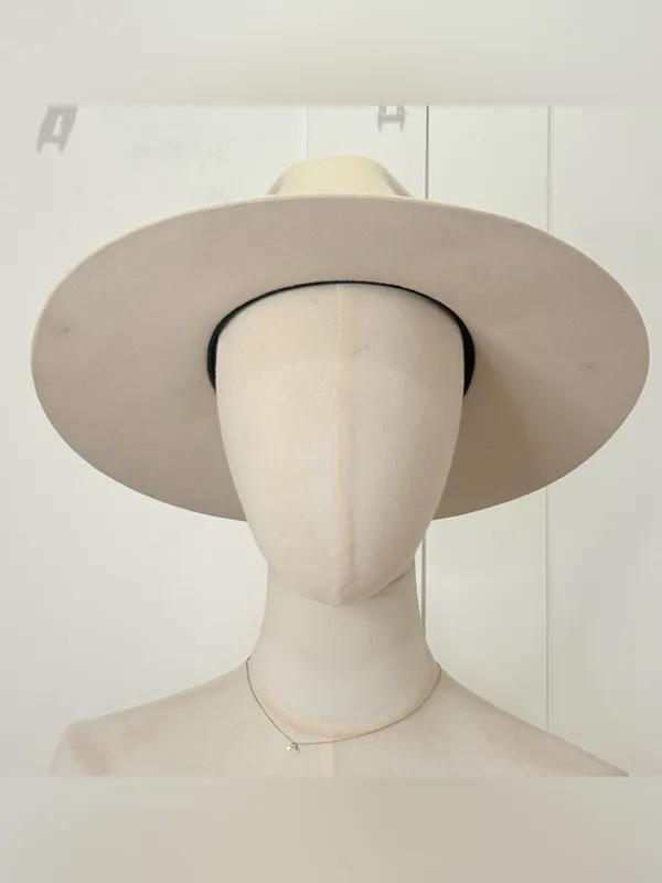 Lovely Bird Montana Fedora Wool Hat Small Cream Feather Boho Chic Western Malibu - Image 6