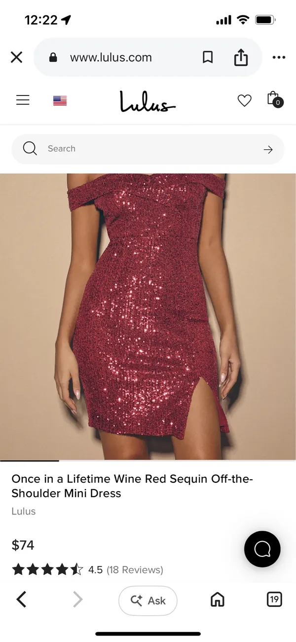 New Lulus Once in a Lifetime Wine Red Sequin Off-Shoulder Mini Dress MSRP $74 - Image 9