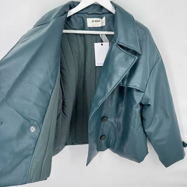 4th & Reckless PU double‎ breasted Victoria jacket in teal XL - Image 7