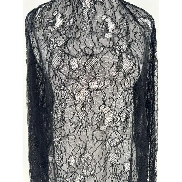 NA-KD Black Lace Blouse 36 US Small 4 Sheer Romantic Grunge Whimsigoth Layering - Image 4