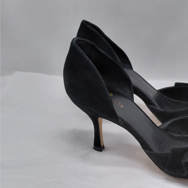 Kate Spade Pumps Size 8.5 Black Suede Coquette Quiet Luxury Heels Wedding Party - Image 5