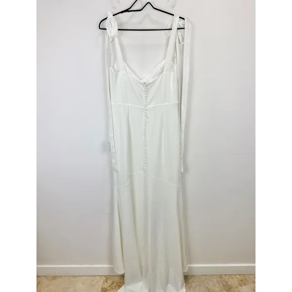 Lulus Splendid Love White Bustier Tie-Strap Mermaid Maxi Dress Wedding Large NWT - Image 9
