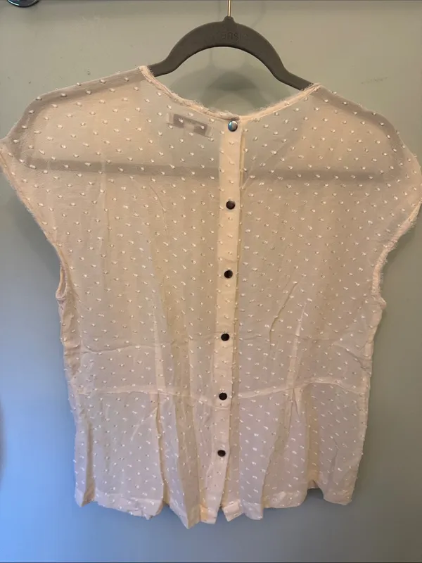 Madewell Cream Pintuck Swiss Dot Cap Sleeve Blouse - Image 4
